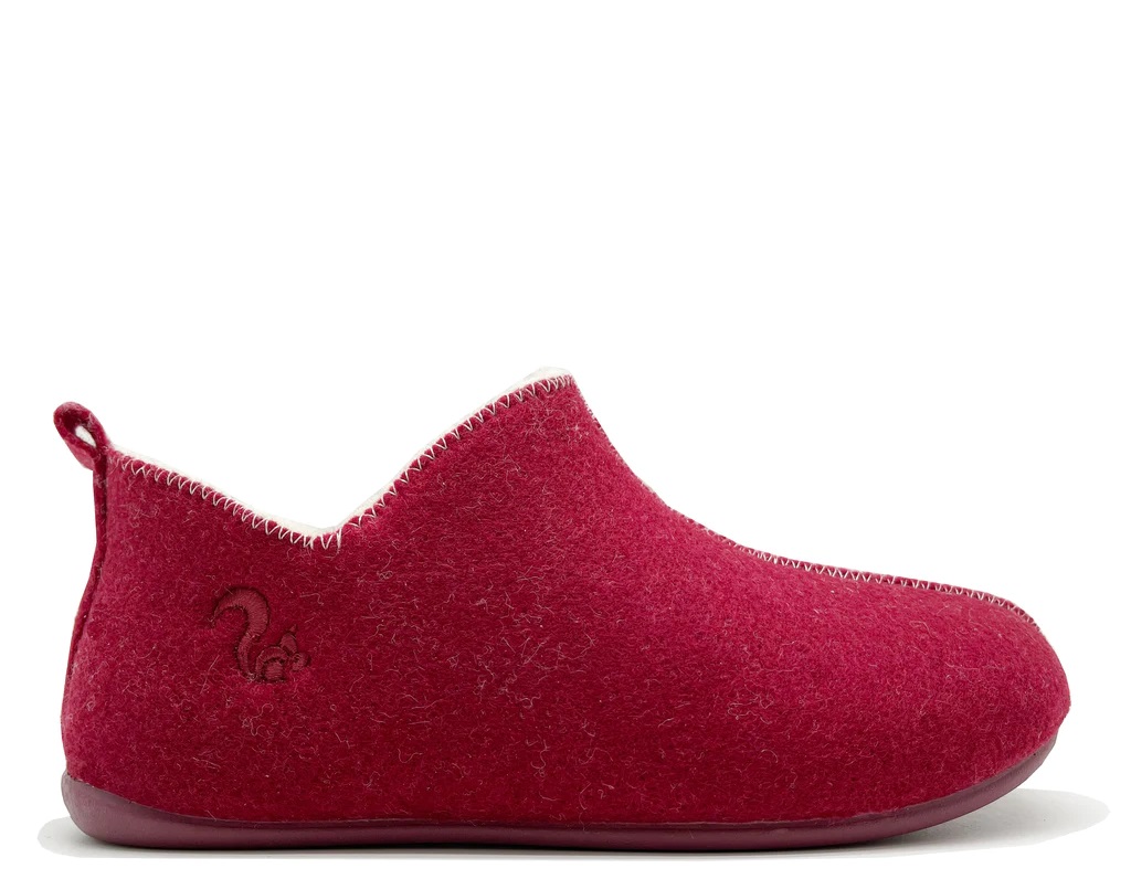 thies 1856 ® Slipper Boots in bordeaux rot mit Bioschurwolle
